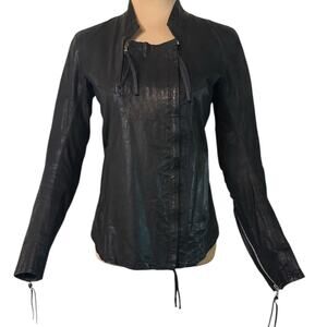 11 By Boris Bidjan Saberi Black Waxed Leather Jacket size XS Zippers